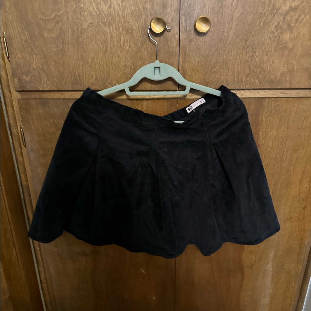 Black Corduroy Mini Skirt